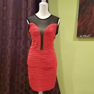 Orange and Black Ruch Sheer Dress by Timing